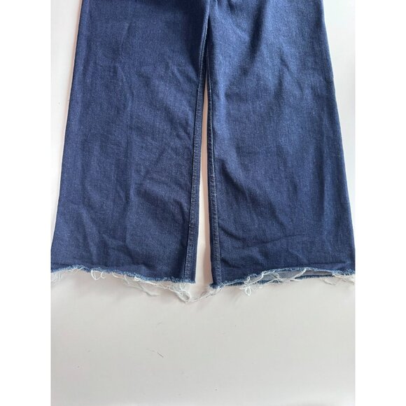 ZARA Patch Pocket Marine Dark Indigo High Rise Wide Leg Jeans, Size 2/24 - Picture 9 of 15